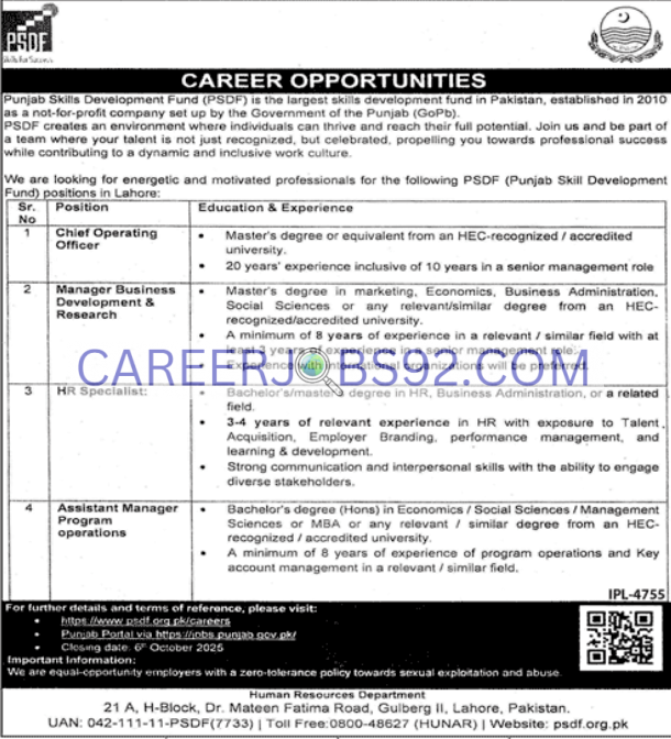 Latest Government Jobs in Lahore 2025
