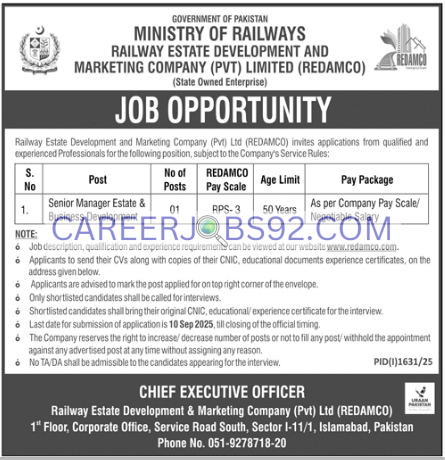 Senior Manager Job Islamabad