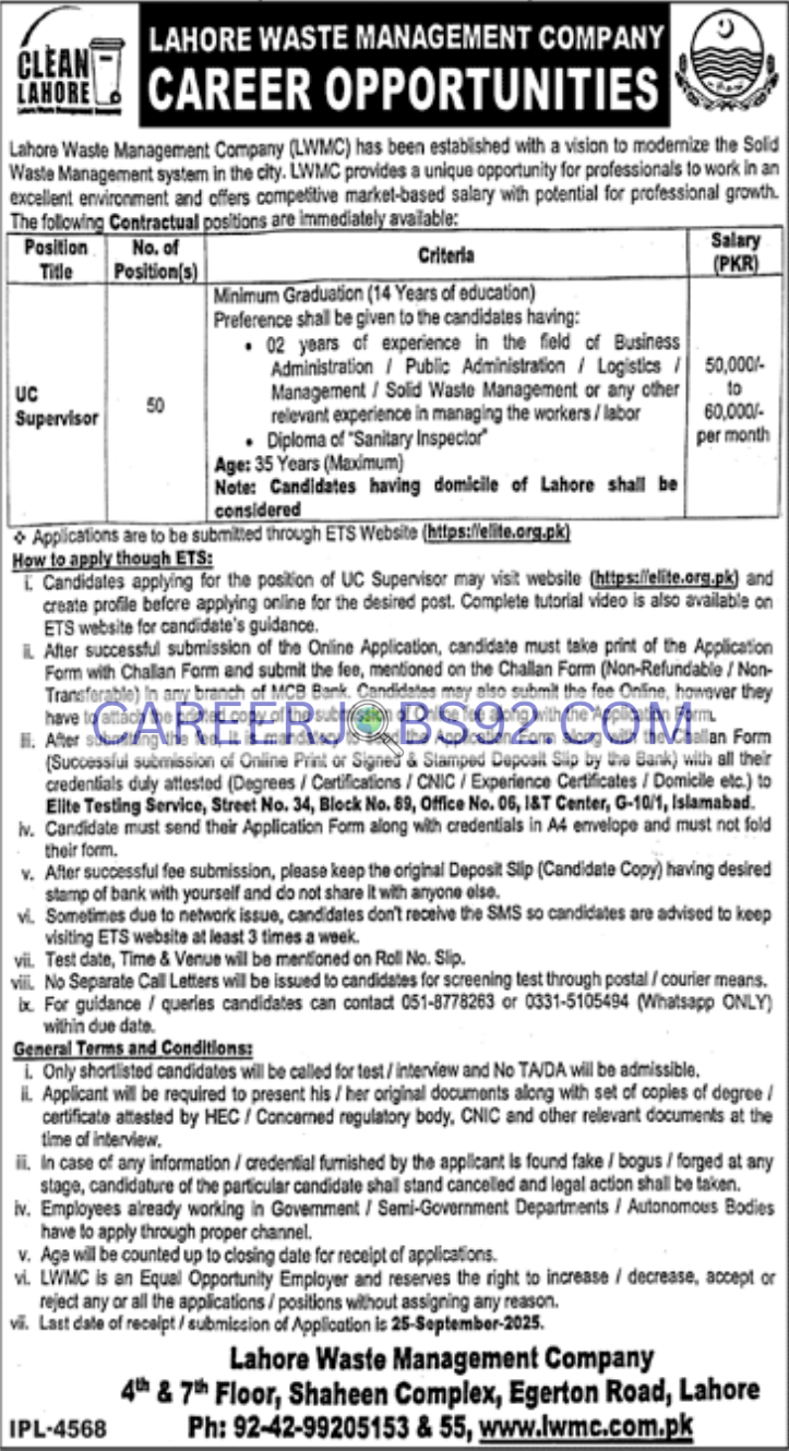 Government Jobs in Lahore 2025