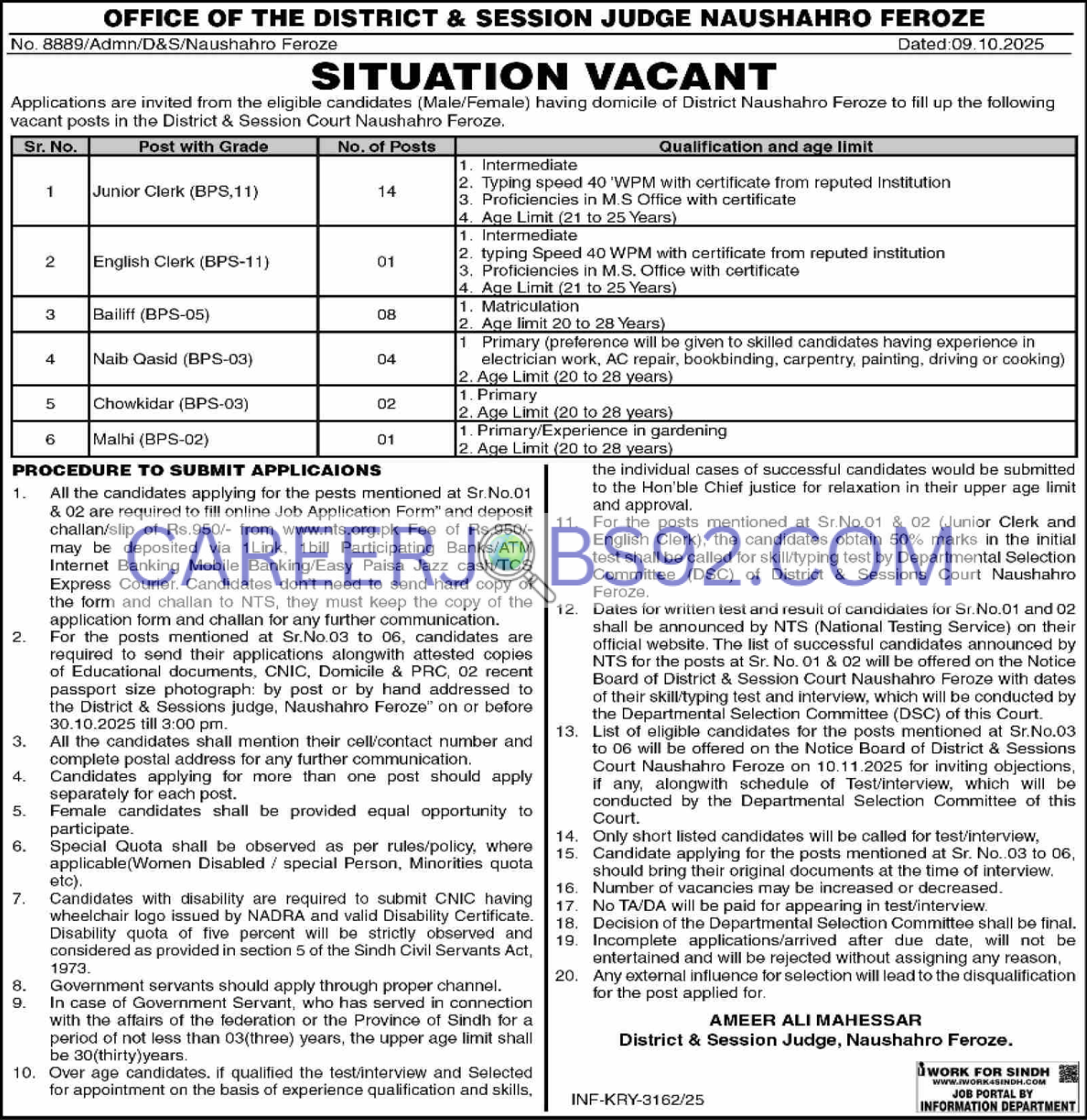 Latest government jobs in Sindh 2025