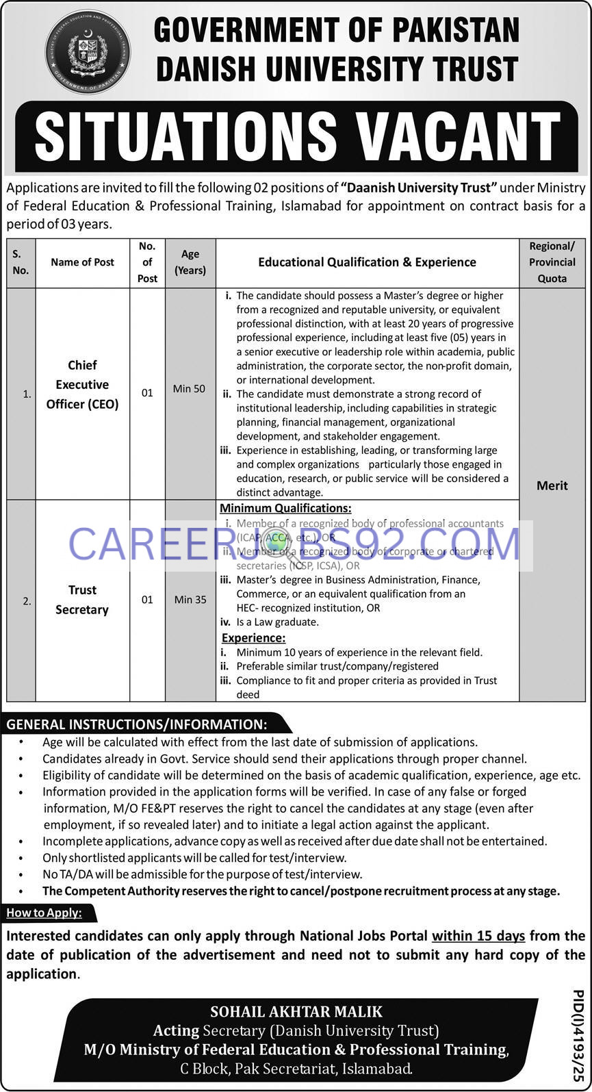Government Job Vacancies Islamabad 2025